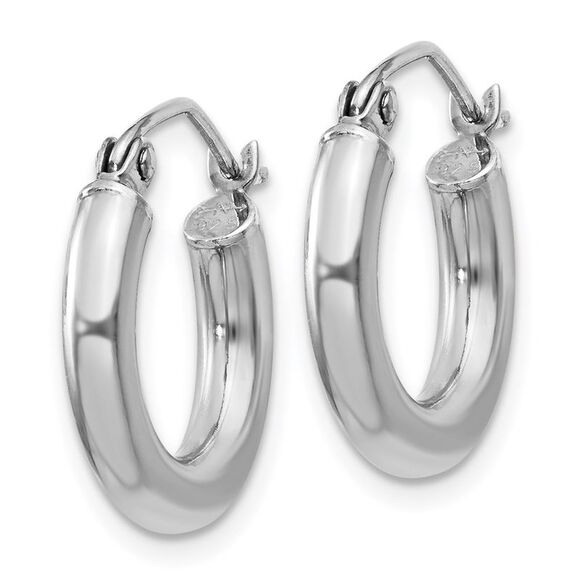 3mm, Sterling Silver, Classic Round Hoop Earrings - 16mm (5/8 Inch) - Picture 2 of 5